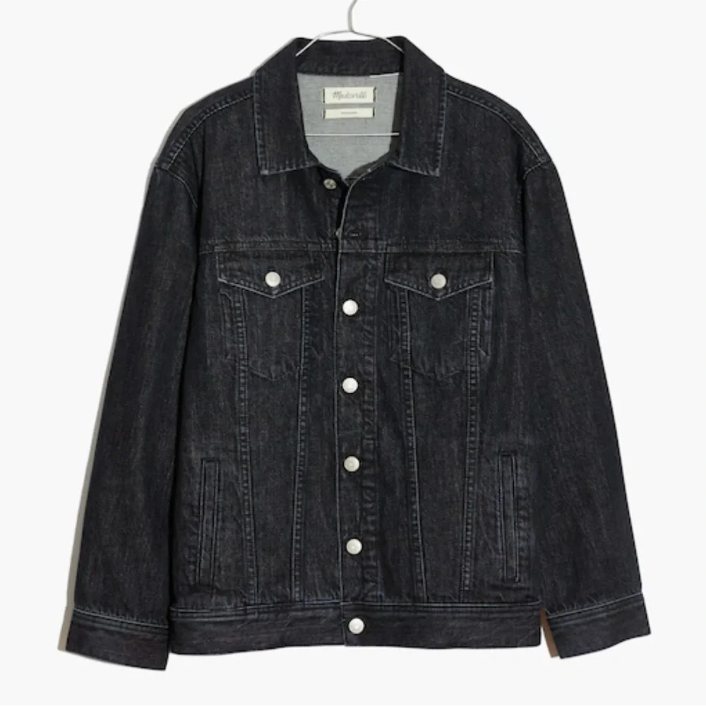 Madewell Black Denim Jacket Size L - Picture 1 of 5